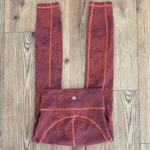 Lululemon Invigorate High Rise Crop Leggings Size 0 In Crackle Glaze Orange 23”
